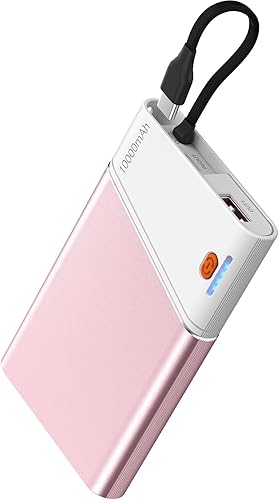 Cargador portátil con cargador portátil, 10,000 mAh, 22,5 W, PD, batería de carga súper rápida con cable USB C integrado de entrada y salida,