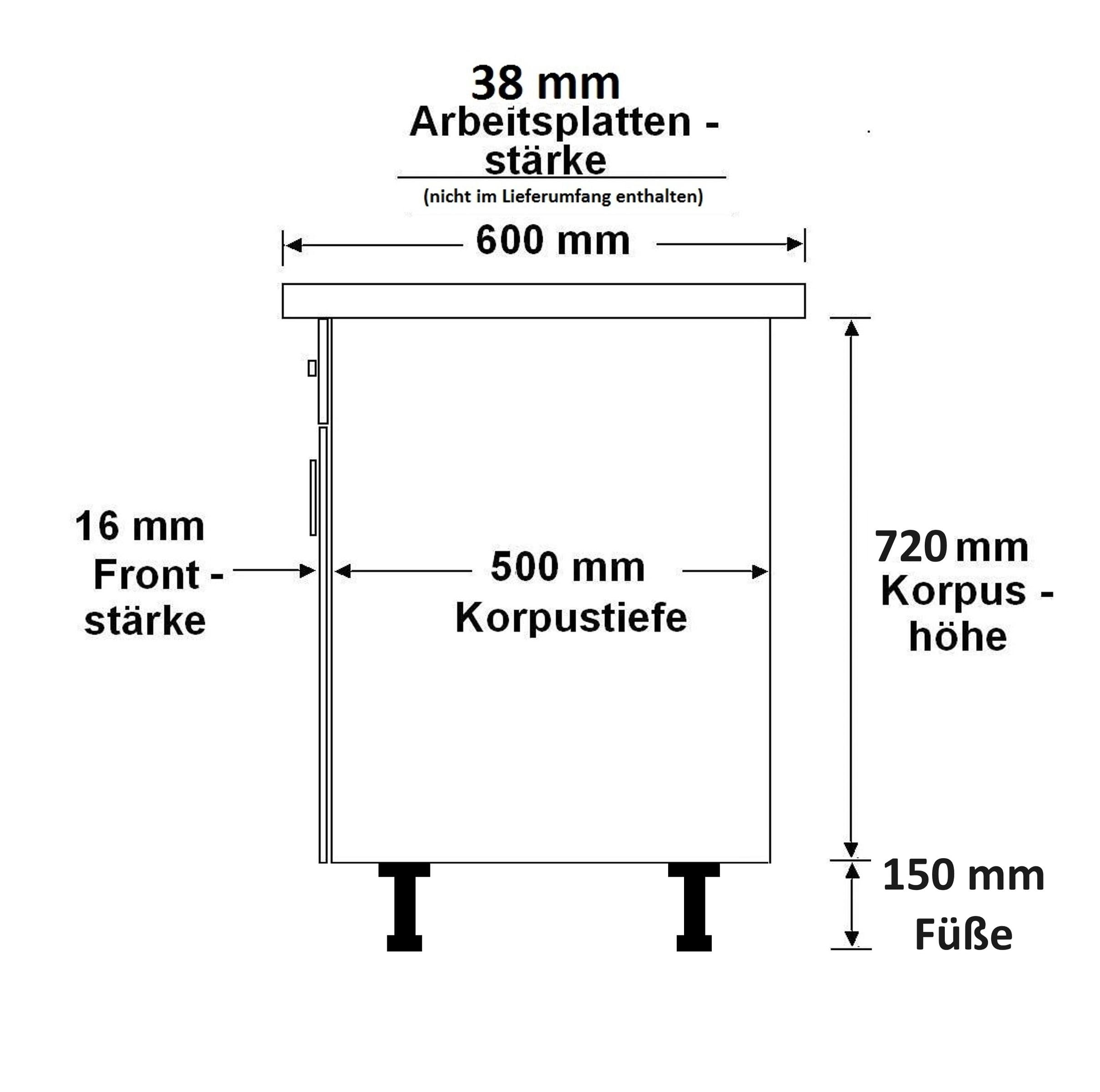 Kuechen-preisbombe Küche Nessa Unterschrank 80 cm Anthrazit Küchenzeile Küchenblock Einbauküche
