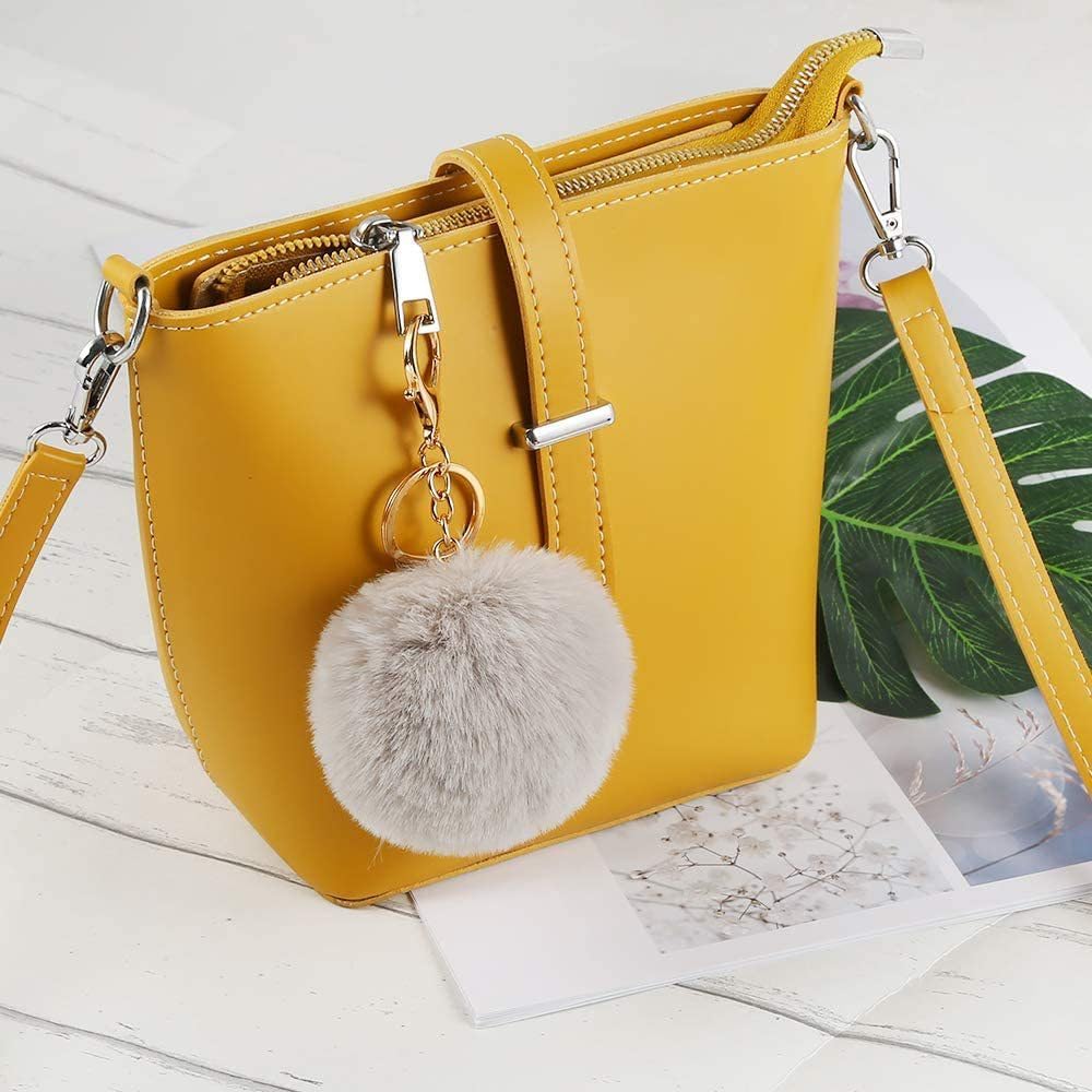 BetterJonny 18 Pcs Colorful Poms Keychains, 2.4inch Faux Fur Ball Multicolor Fluffy Ball Faux Fur Keyring Hooks Pom Pom Puff Ball with Keychain Hooks for DIY keychain Women Pendant Accessories - Image 4