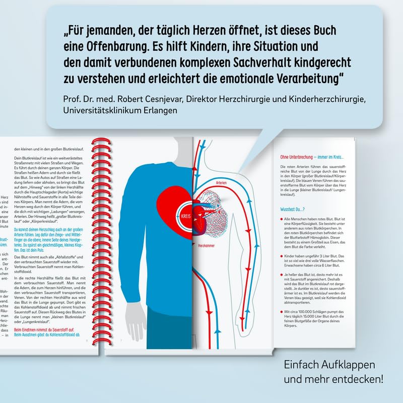 Kinderherzbuch Verlag – Kinderbuch Öffne Dein Herz: Herzmedizin Mitmachbuch für Kinder (4-11 Jahre) über Herzerkrankung und Behandlung. Mutmachbuch mit interaktiven Elementen, Texten & Illustrationen