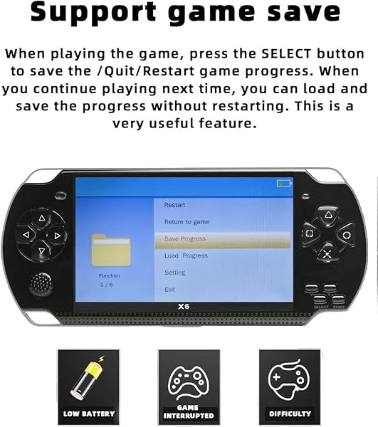 JXD 4,3 Zoll Handheld-Spielkonsole X6 mit Unterstützung für Mehrere Simulatoren Retro-Videospielkonsole MP3/4/E-Book TV-Ausgang Tragbares Spielgerät Spielstände - 3