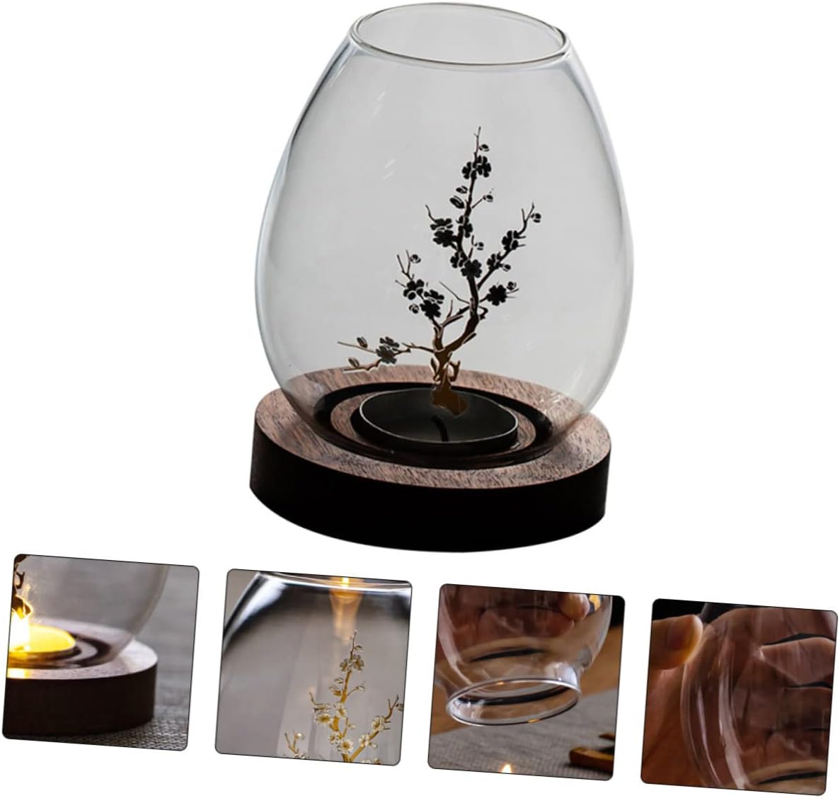 LIFKOME 1pc Glass Candle Holder for Indoor Decor Elegant Pattern Cover Windproof Design for Romantic Dinner and Ambiance