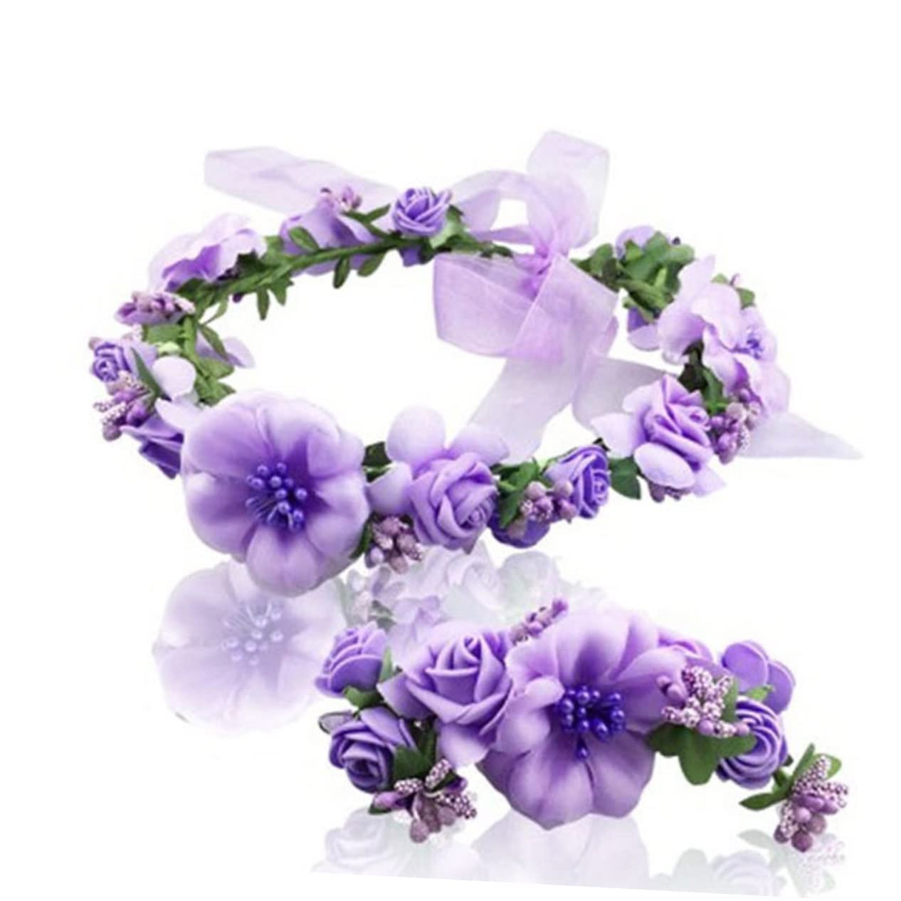 minkissy 3pezzi Floreale Per Sposa e Damigelle Ghirlanda Di Fiori Per Matrimonio e Party Accessorio Elegante e Naturale Per Foto e Cerimonie