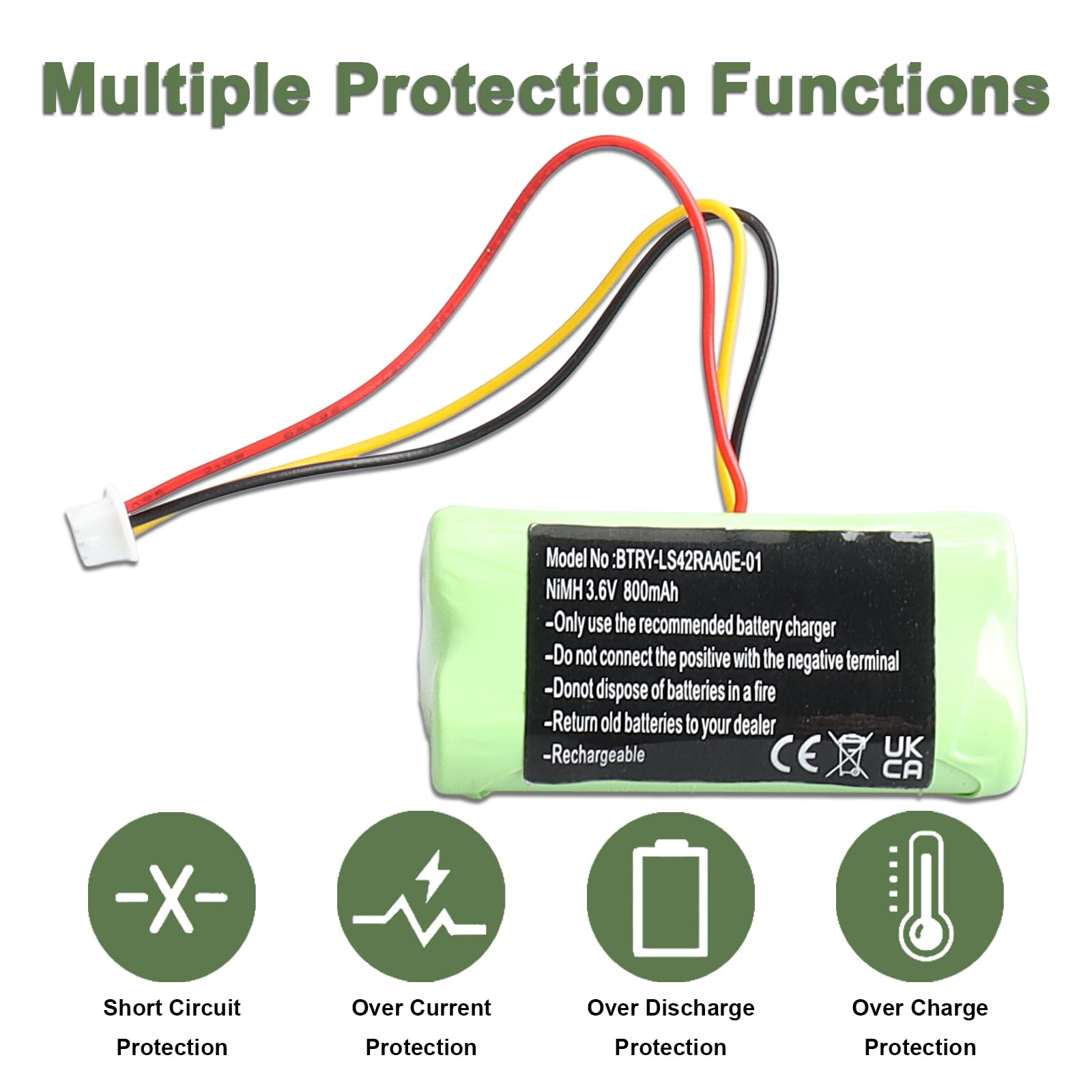 2 baterías de repuesto Ni-MH 3.6V 800mAh compatibles con Motorola Symbol LS4278, LS4278-M, LI4278, DS6878, 82-67705-01, BTRY-LS42RAAOE-01, K35466