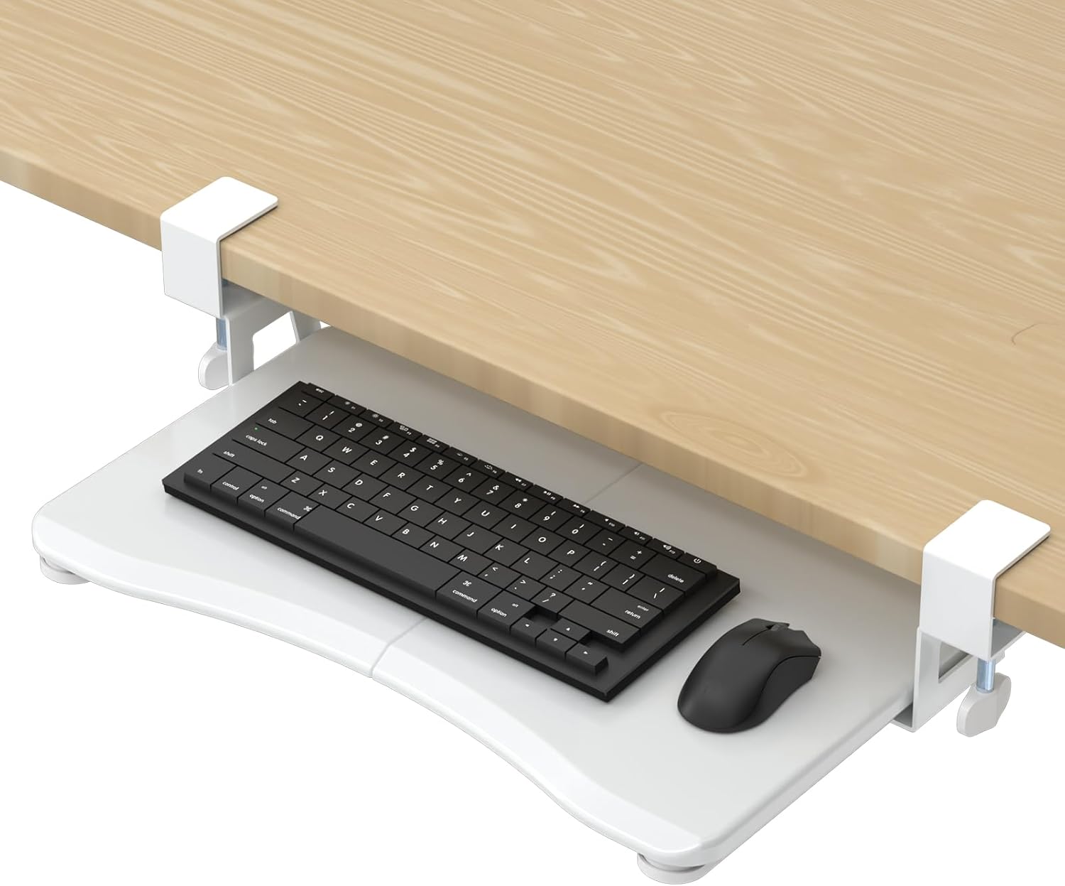 Product image of suptek Small Keyboard Tray Under Desk Pull Out with C Clamp Mount, Computer Keyboard & Mouse Tray, 20 (24.2 Including Clamps) x 11.8 inch Slide-Out Platform Computer Drawer for Typing, White, DSF1SW