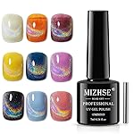 MIZHSE Universal Rainbow Cat Eye Gel Nail Polish, Holographic 9D Cat Eye Magnetic Gel Polish with Magnet Stick, Shiny Glitter Chrome Gel Polish Soak Off Gel Nail Art Salon Manicure DIY at Home