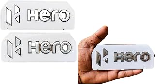 Hero Petrol Tank Side Logo for Hero i3s Splendor+, Bike Accessory Chrome Finish | Waterproof | Pack of 2 Price In India