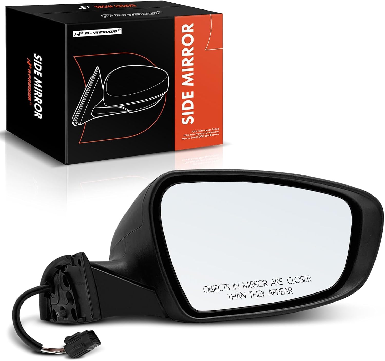 A-Premium Passenger Side Power Door Mirror - Compatible with Kia Forte 2017-2018 - Heated Power Folding Black Outside Rear View Mirror w/Turn Signal and Puddle Light