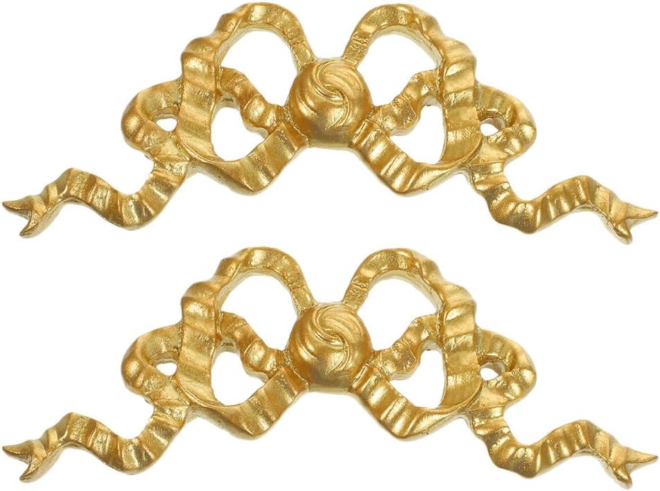 LOGOFUN 2Pcs Bow Knots Wall Hanging Decor Elegant Resin Golden Bow Wall Art Decoration for Mirror Picture Photo Frame Living Room Entryway