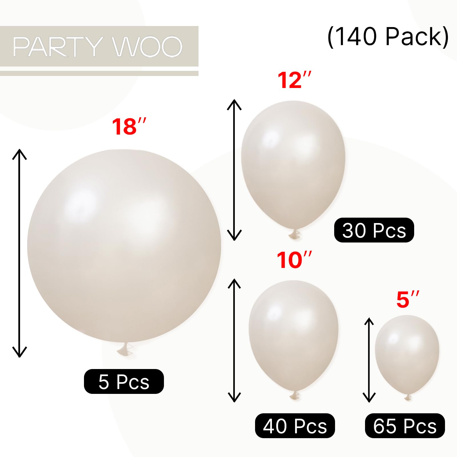 Amazon.com: PartyWoo Pearl Beige Balloons 140pcs Different Sizes