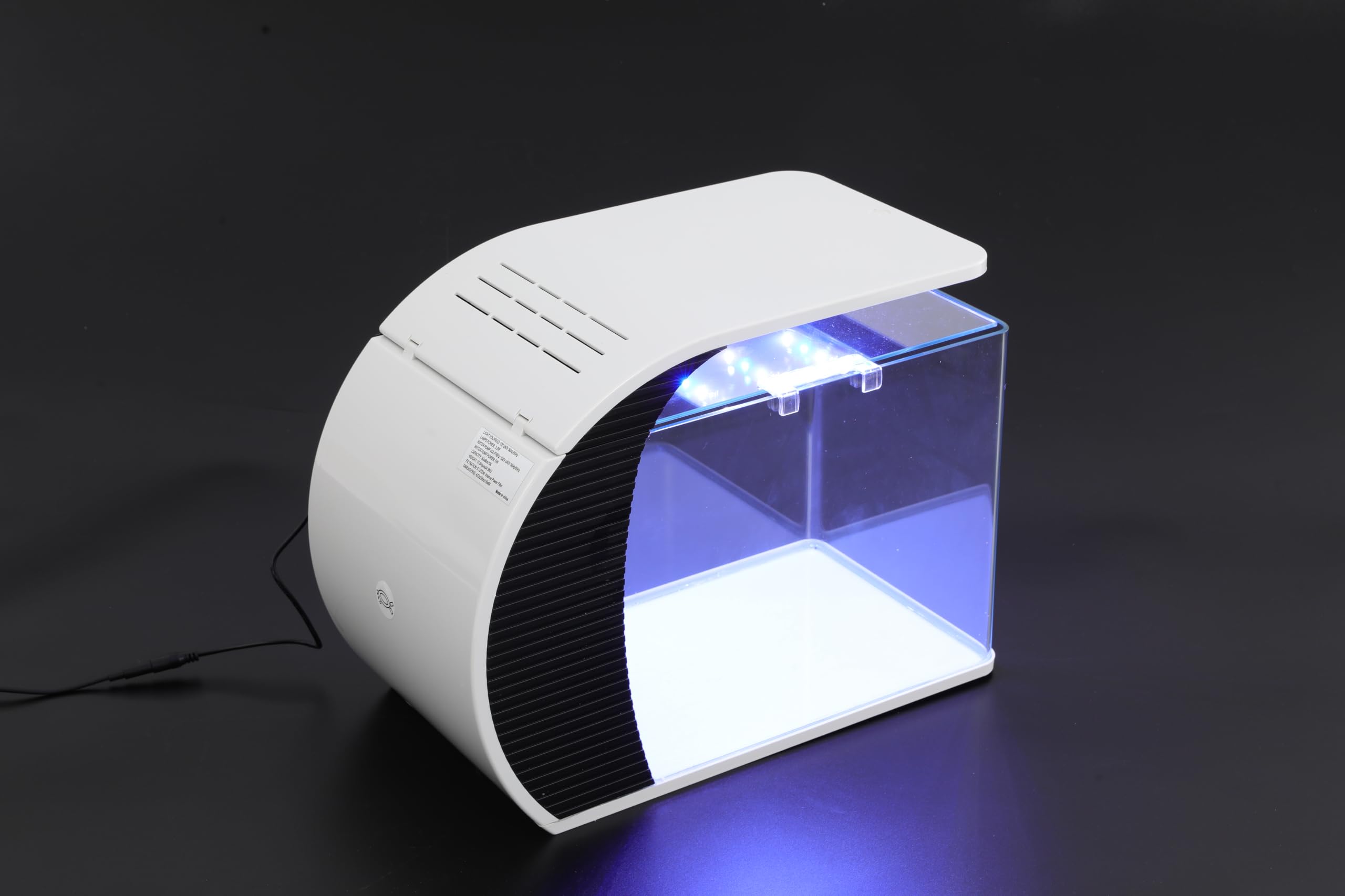Acuario pequeño de cristal con iluminación LED de 19 litros | Adecuado para mantener guppies, peces pequeños y plantas acuáticas en el dormitorio u oficina