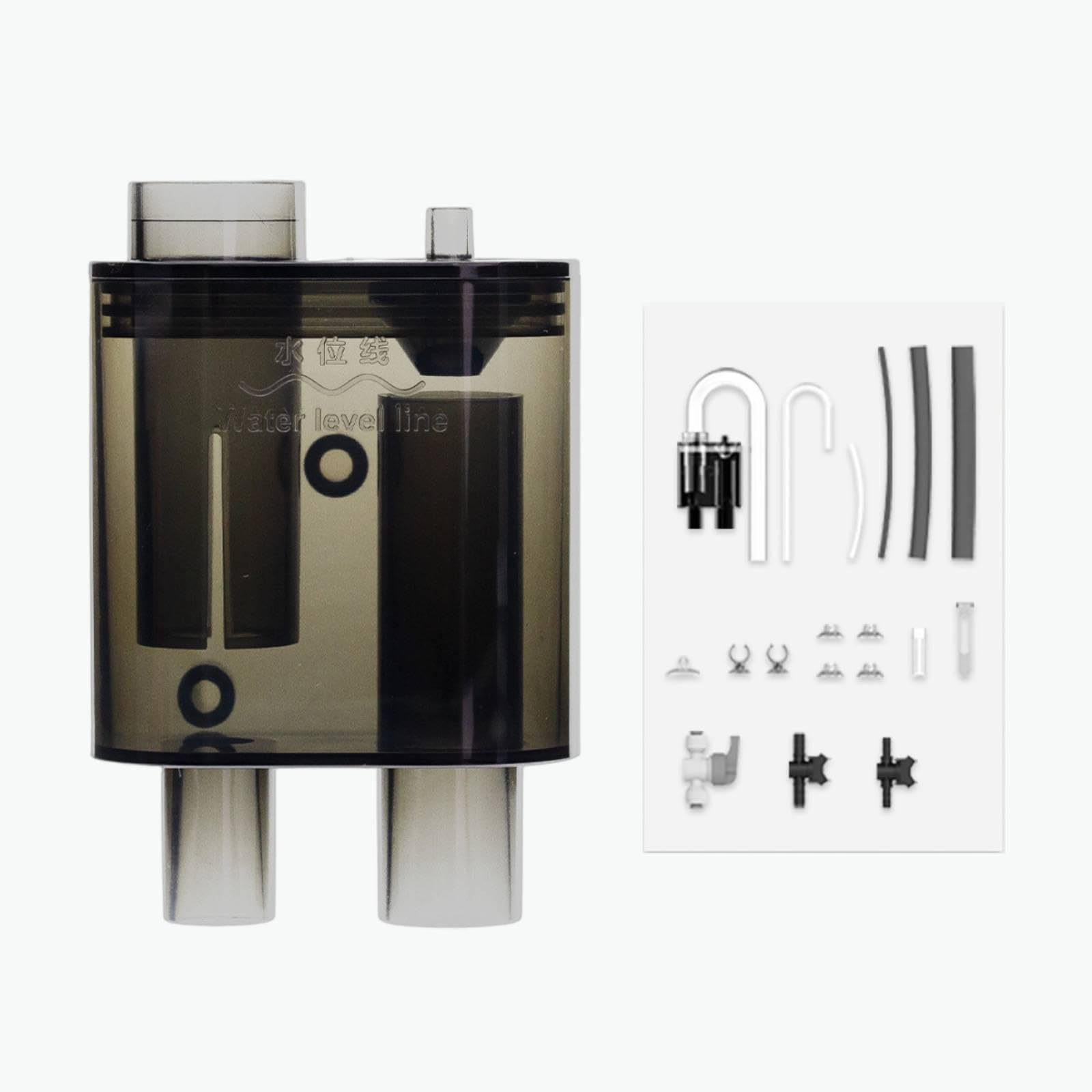 Aquarium Überlaufbox Set, Kompakte Siphon Überlaufbox mit Einstellbarem Wasserstand, Aquariumzubehör Aus PP Material, Ade, Schwarz