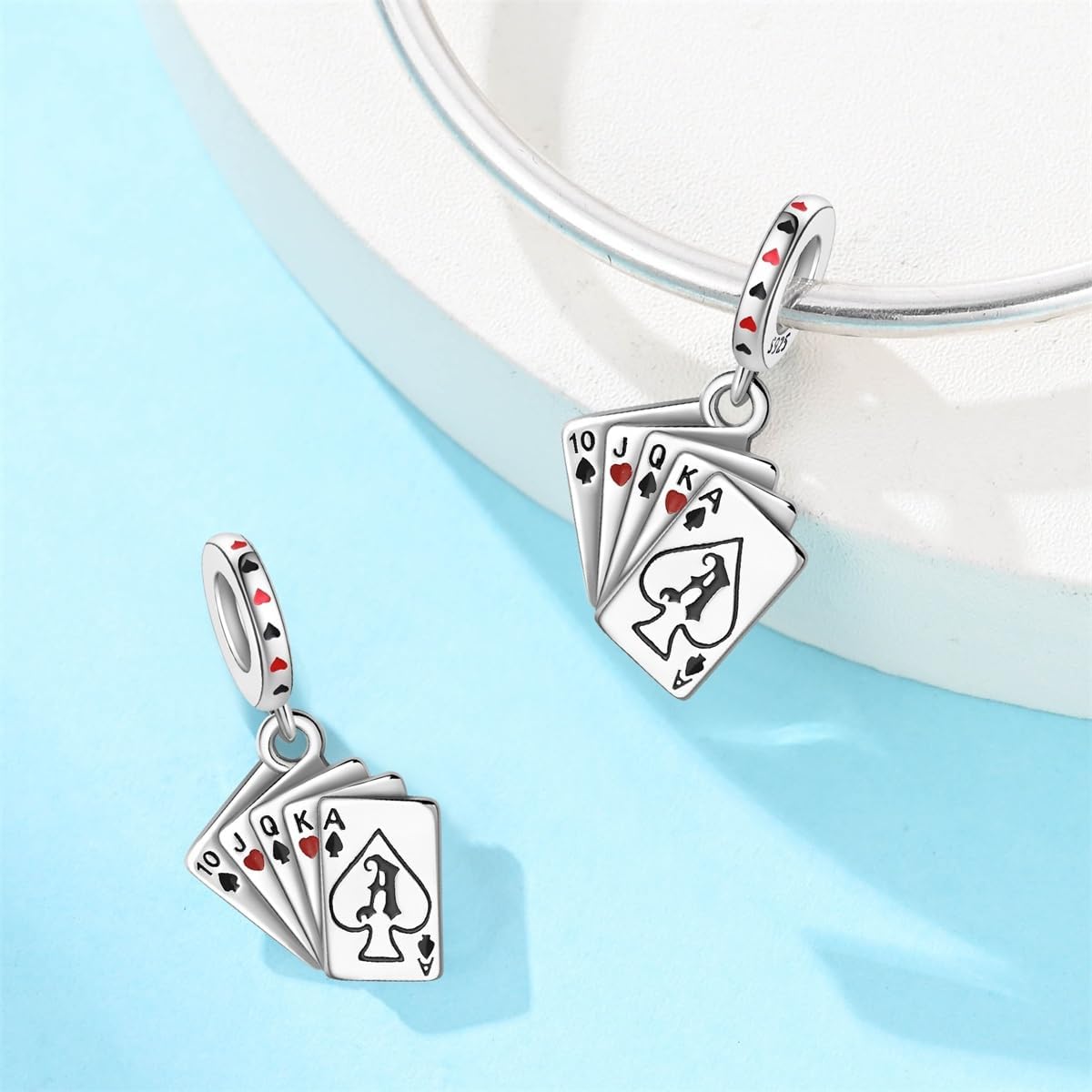 925 Sterling Silver Poker Charms for DIY Jewelry - Pendants & Bead Playing Cards Charms for Women's Pandora Bracelets & Necklaces - Image 5