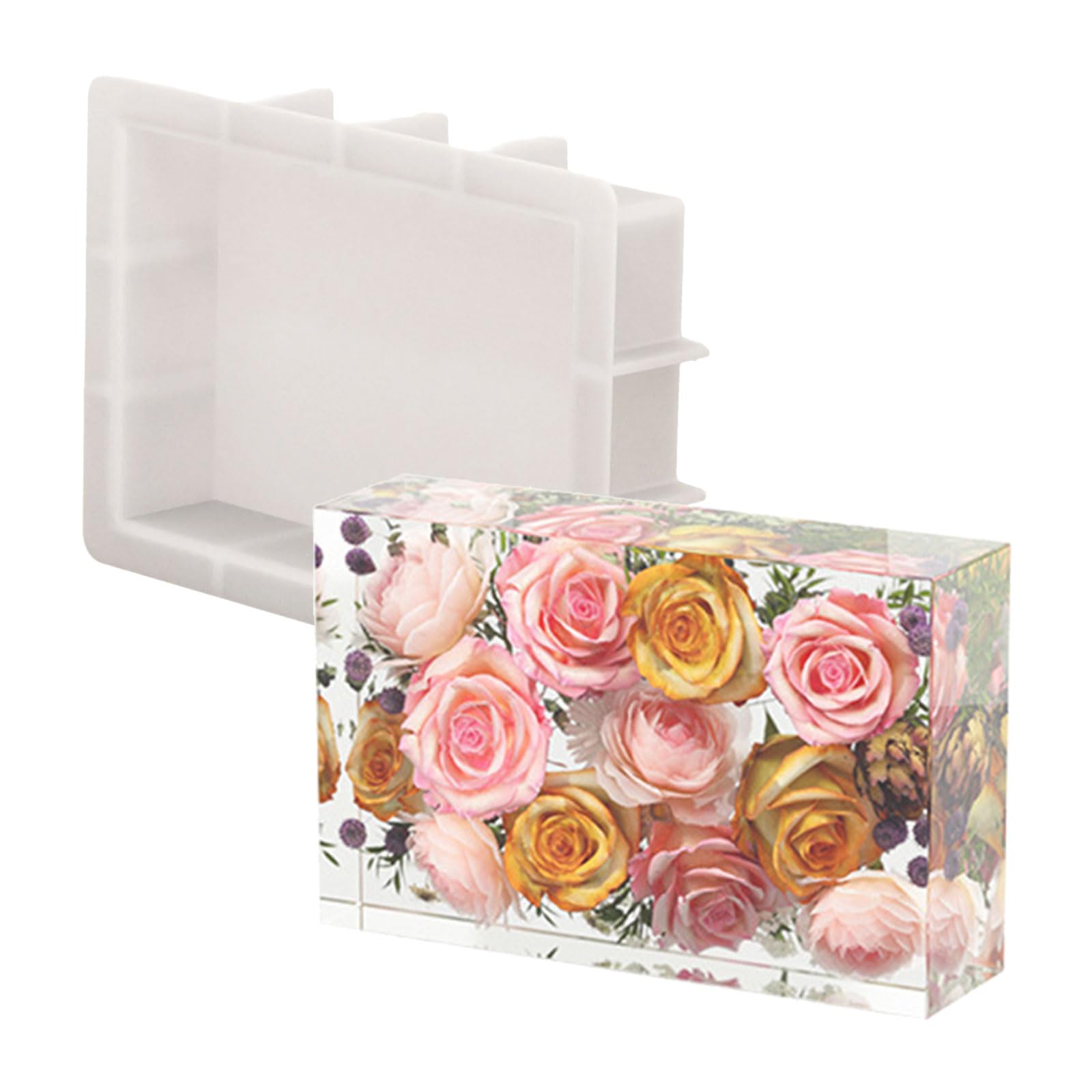 Moldes de resina de corazón multiusos, rectángulo grande | Moldes para sujetalibros con textura de silicona, adecuado para ocasiones especiales y como regalo