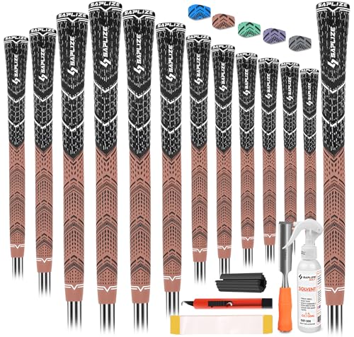 Saplize Cross Cord Golf Grips 13 Pack, Innovative Anti-slip Design, Choose from 13 Grips or 13 Grips with All Kits, 2 Sizes 5 Colors Options, Hybrid Golf Club Grips, CL09 Series