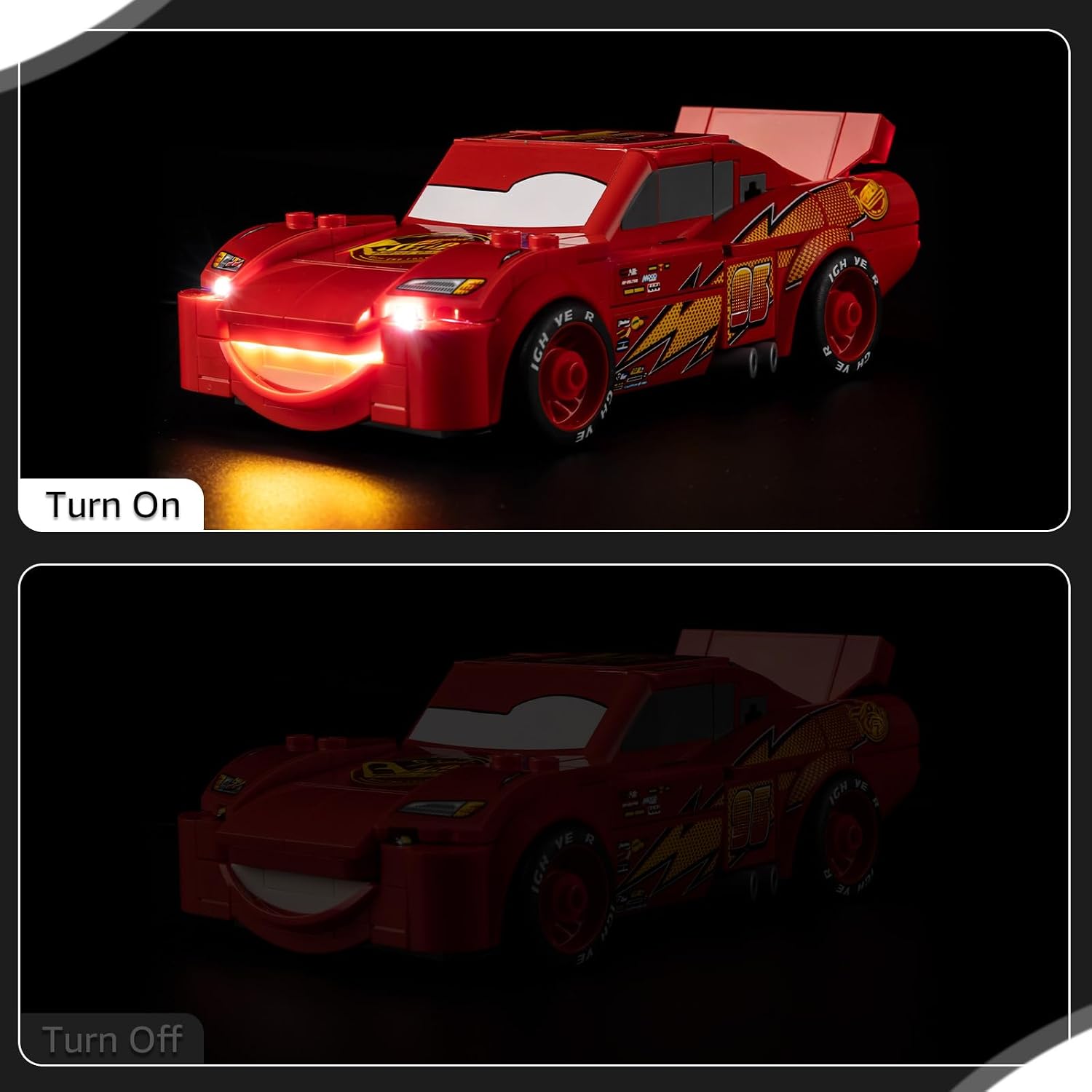 Nitemode Light Kit Compatible with Lego Speed Champions Lightning McQueen, Upgraded Pixar Cars Models Set Lighting Accessories (No Model)