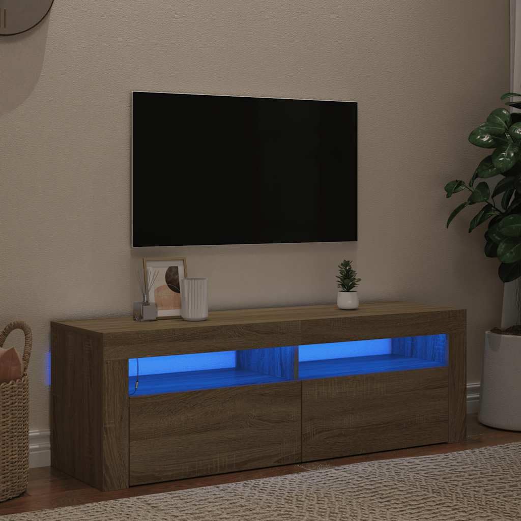 vidaXL Mobile Porta TV con Luci LED Rovere Sonoma 120x35x40 cm