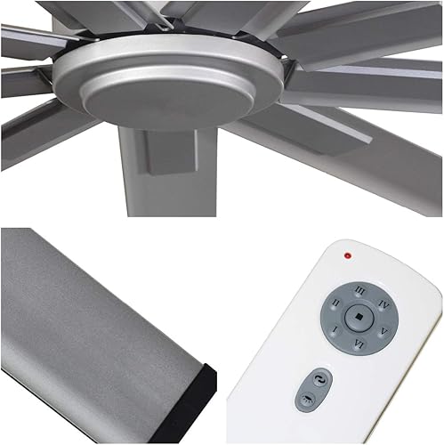 Miniatura 5 de Big Air - Ventilador de techo industrial para interiores y exteriores con control remoto, Plateado, 96-Inch