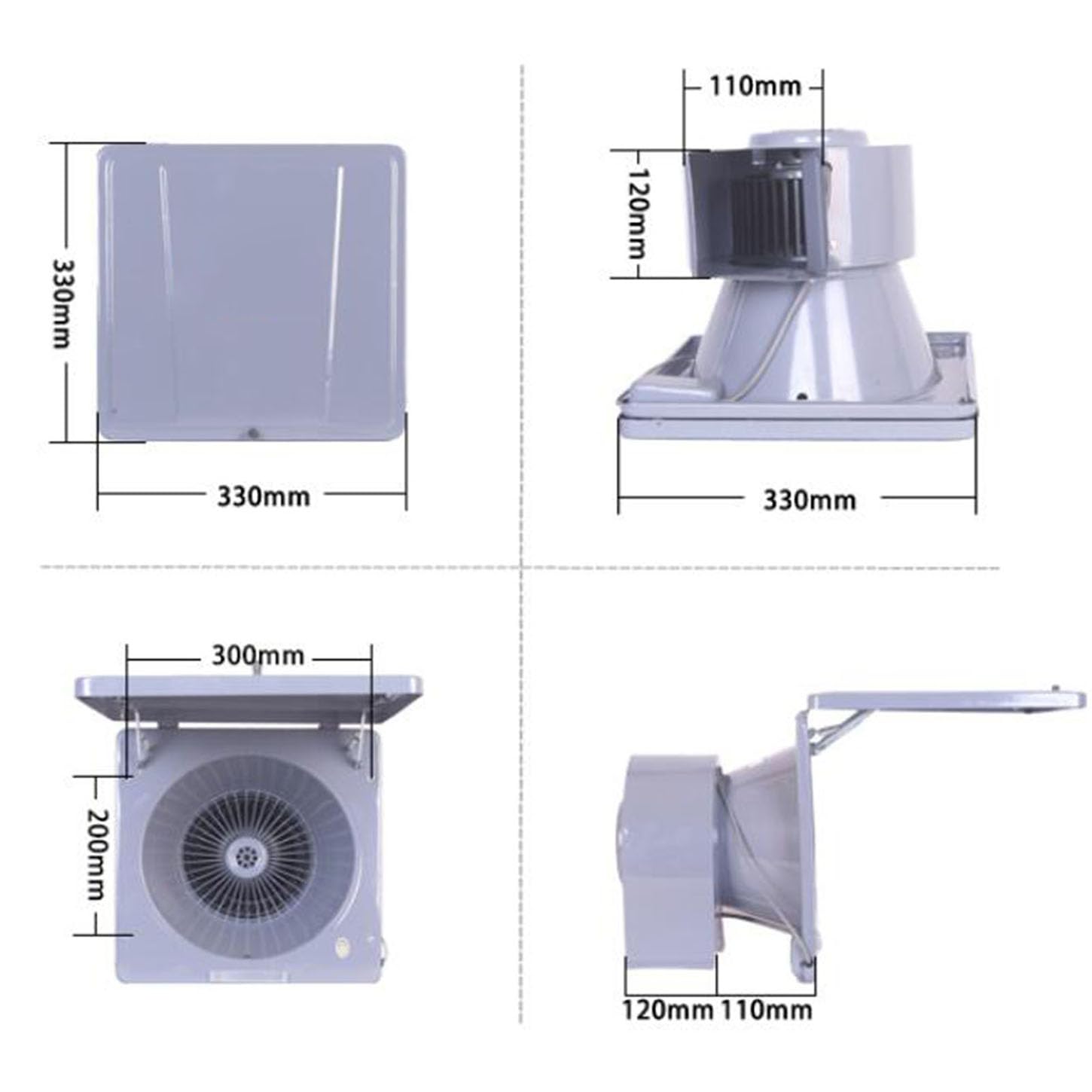Ventola Aspirazione 300Mm,Estrattore Aria Silenzioso,Interruttore A Un Tocco,Tutto Metallo Aspiratore Bagno,per Cucina,Lavanderia, Servizi Igienici,Garage,Facile da Pulire