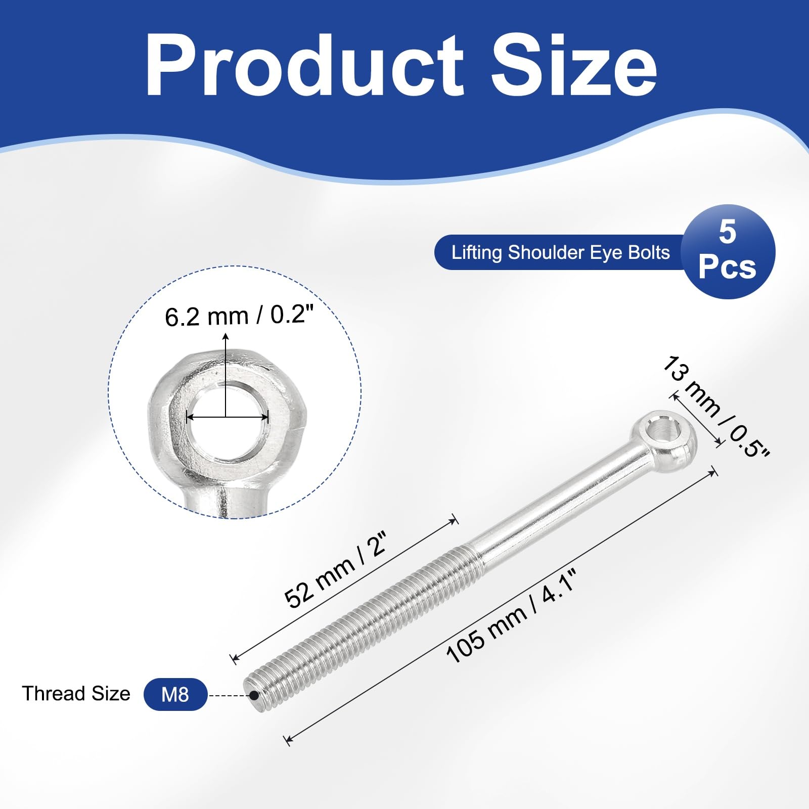 PATIKIL M8x105mm Lifting Shoulder Eye Bolts - Image 2