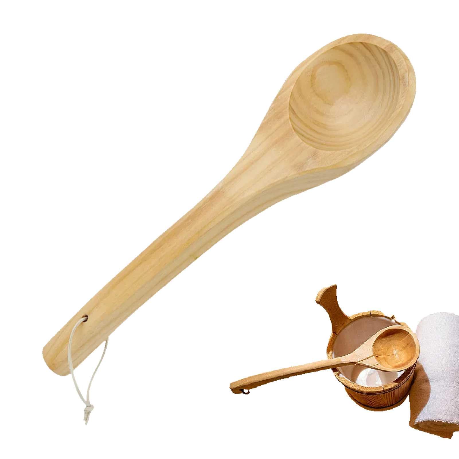 Seau de Sauna avec truelle, Seau et louche en Bois Faits à la Main, Louche de Sauna, Accessoires en Bois de Seaus de Saunas de cuillère de Trempette d'eau de Saunas, 15,3 Pouces