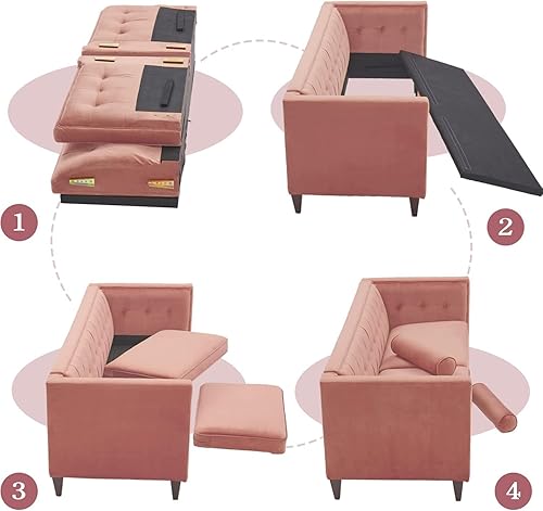 Miniatura 41 de Sofá Dreamsir de terciopelo de 78 pulgadas de ancho, muebles de mediados de siglo con almohadas de refuerzo, sofá con botones para sala de estar,