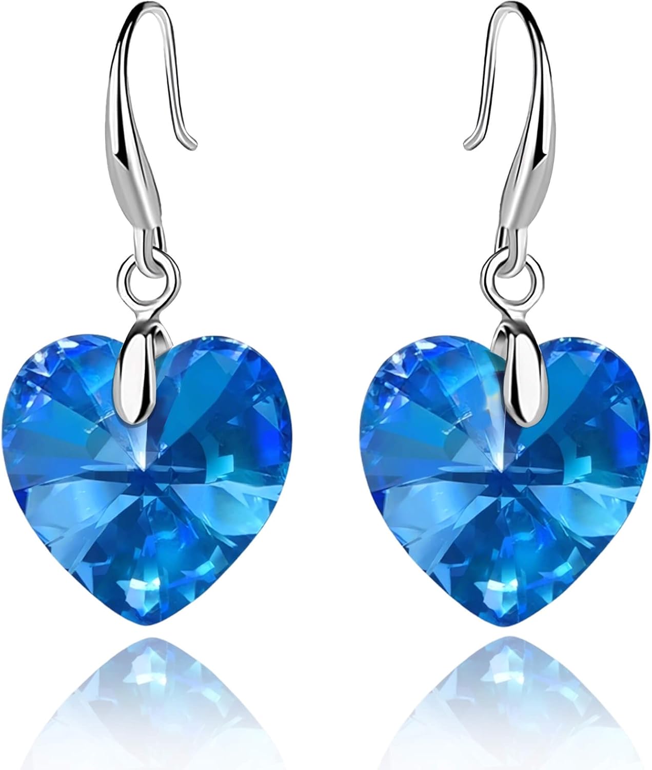 Austrian Crystal Heart Dangle Hook Earrings for Women Drop Earrings 14K Gold Plated Hypoallergenic Jewelry