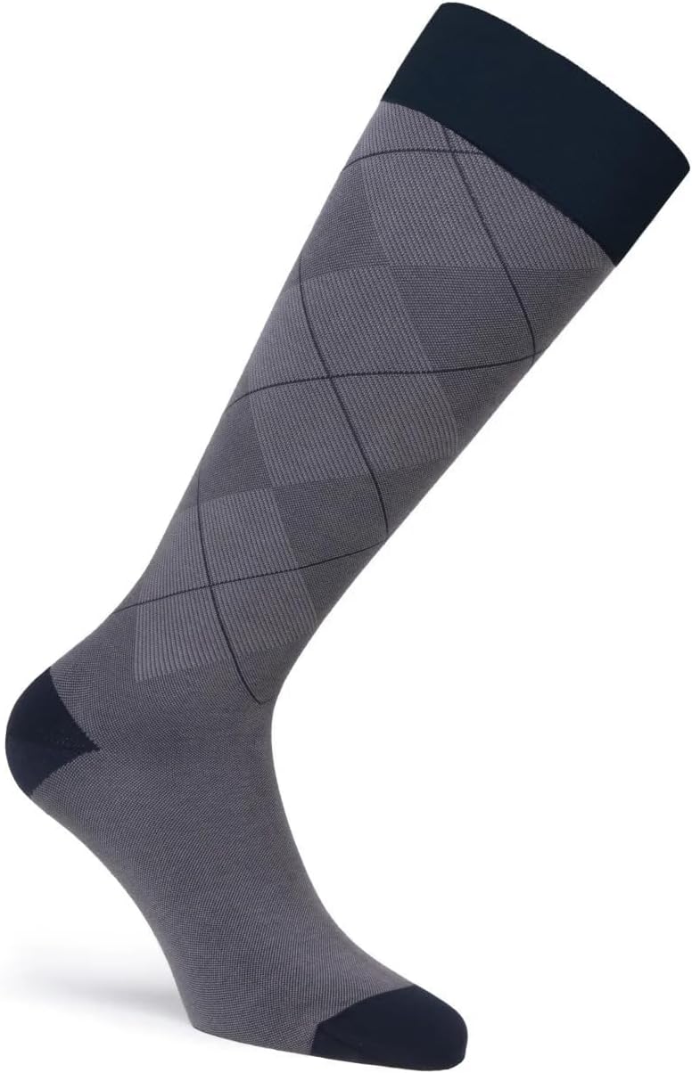 JOBST Style SoftFit Compression Socks Knee High 15-20 mmHg, Closed Toe, Large, Regular, Argyle Gray