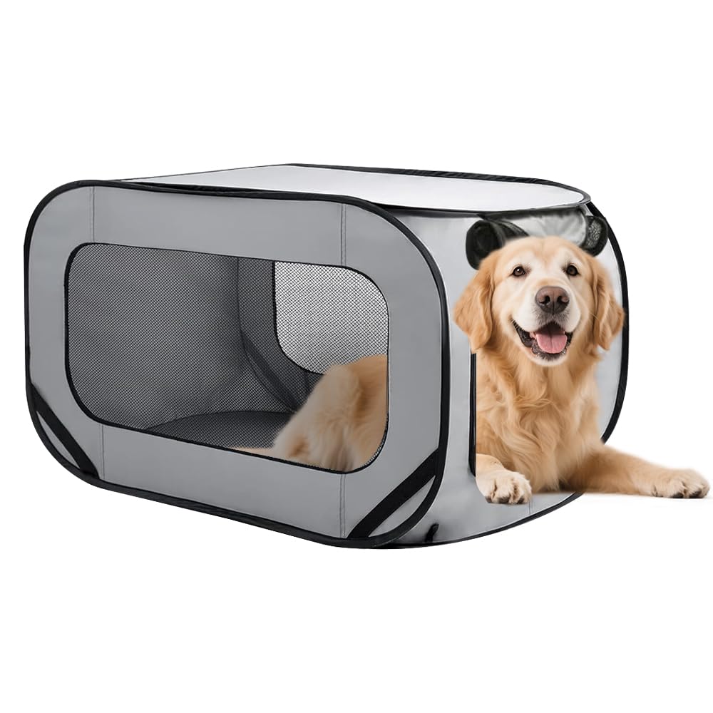 Hundetransportbox Faltbar, 92x52x52cm Pop-Up-Transportbox Hund Katze, Tragbarer Hundebox, Oxford Stoff Auto Haustiertransportbox für Katzen & Hunde bis 29.5 kg