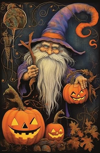 Kaliosy Kits de pintura de diamantes 5D para adultos, calabaza de Halloween por números, pintura con diamantes, mago de arte para bricolaje, taladro