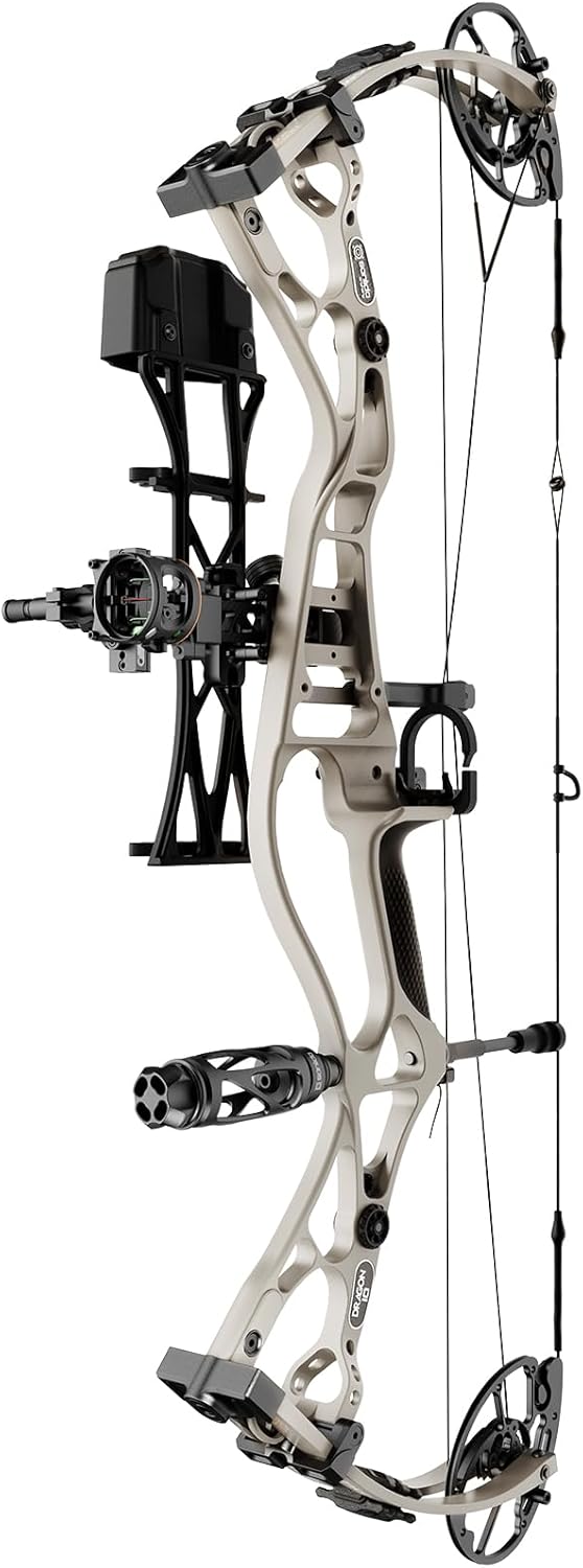 Sanlida Dragon 10 Flagship Hunting Compound Bow Kit: 340 FPS IBO, 33.5" A2A, 80% Let-Off, RH for Adults & Advanced Archers - Lifetime Warranty