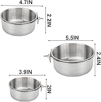 Vista 2 de Paquete de 3 vasos de alimentación de pájaros con soporte de abrazadera, de acero inoxidable, para cacatúas, periquitos, guacamayos, pinzones