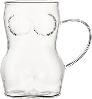 Glass Beer Mug - 8.5x14cm Drinking Glasses Women Body Shape, Elegant Sexy Beer Mugs | Modern Pub Beverage Serving Vessel, Distinctive Alcohol Juice Water Cup, Trendy Kitchen Party Accessory, Decorativ