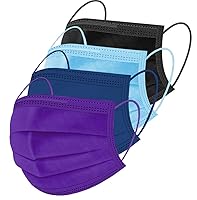 Vista 1 de 100 máscaras faciales desechables multicolor, transpirables, no tejidas, multicolor, máscara facial de 3 capas con clip para la nariz, cinta 4