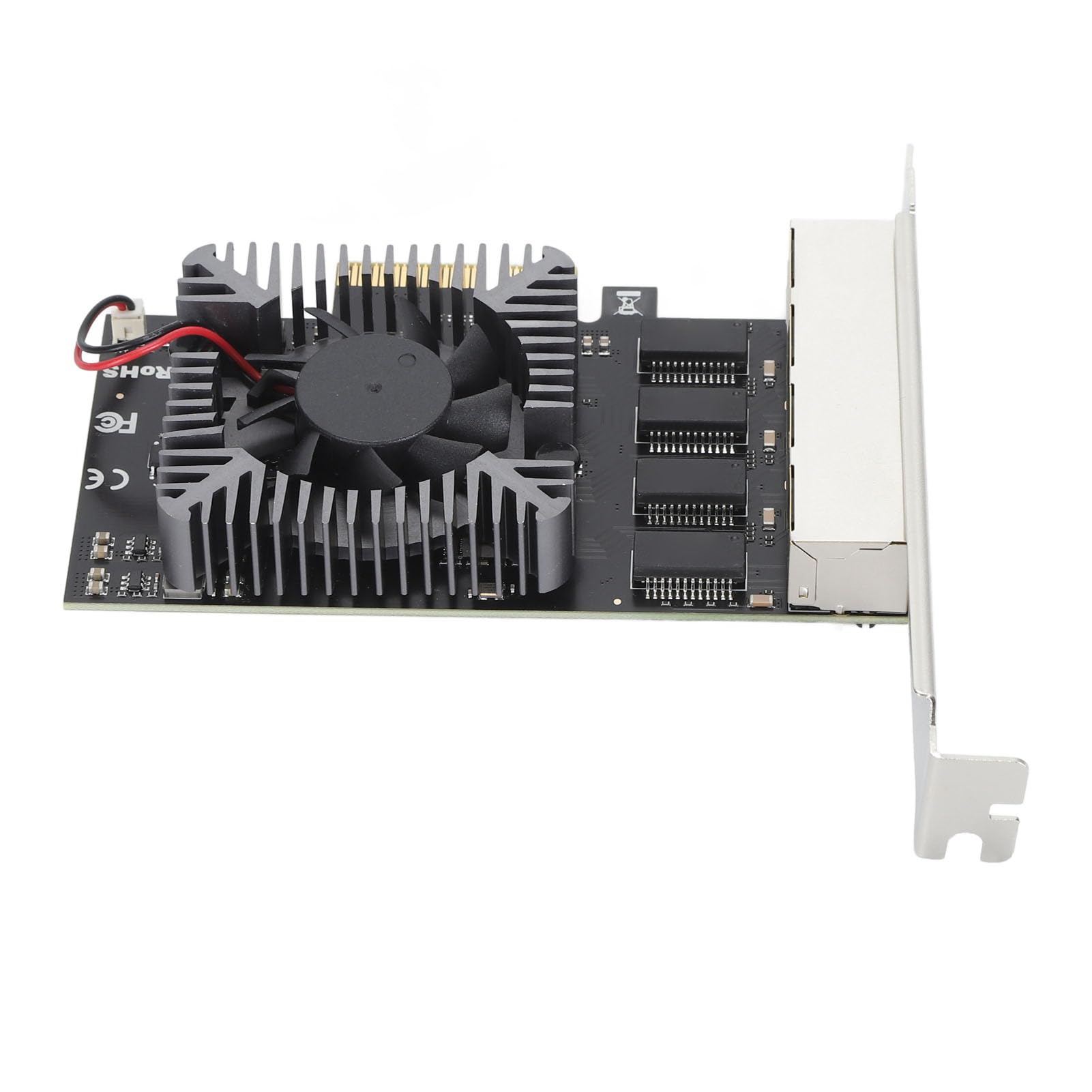 AMONIDA Carte Réseau PCIe 4 Ports 2,5 Gbit/s, Puce RTL8125B, Carte Réseau à Ports en Cuivre, de Transmission Stable à Haute Vitesse avec 4, Idéale pour 7, 8, 8.1, 10, 32 et 64 Bits