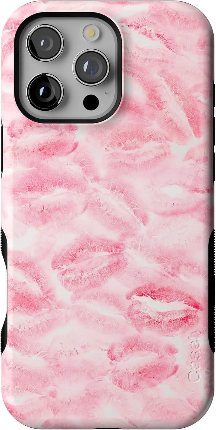 Casely iPhone 16 Pro Max Case | Sealed with a Kiss | Pink Lipstick | Bold Protective Design | Compatible with MagSafe