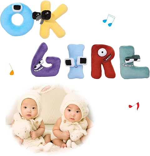 Miniatura 4 de Komeriiy Juguetes de peluche del alfabeto Lore de la serie 26 letras, decoración de almohada suave de divertido peluche, regalos de vacaciones y