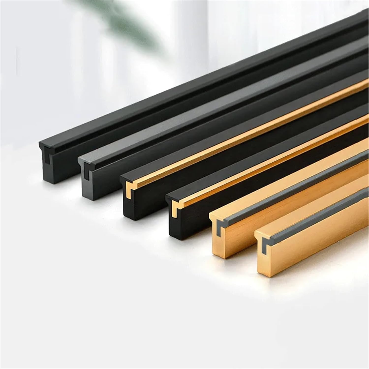 Simple Gold Brushed Long Wardrobe Door Handles Aluminum Alloy Kitchen Cabinet Knobs and Handles Drawer Pulls Hardware 1Pcs(Grey Brushed 192mm)