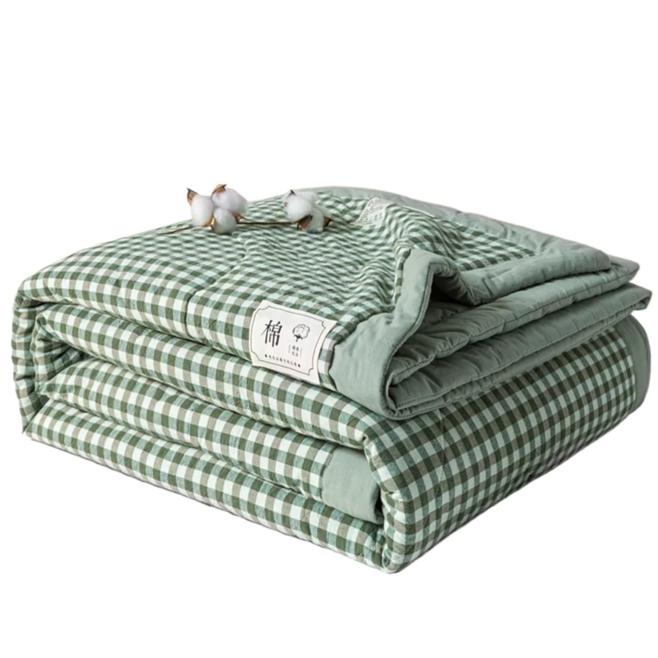 IUVYTA Summer Duvet Cotton Quilted Comforter Long Staple Quilt Core Air-conditioning Washed Plaid Soft Duvet(Color 9,150x200cm)