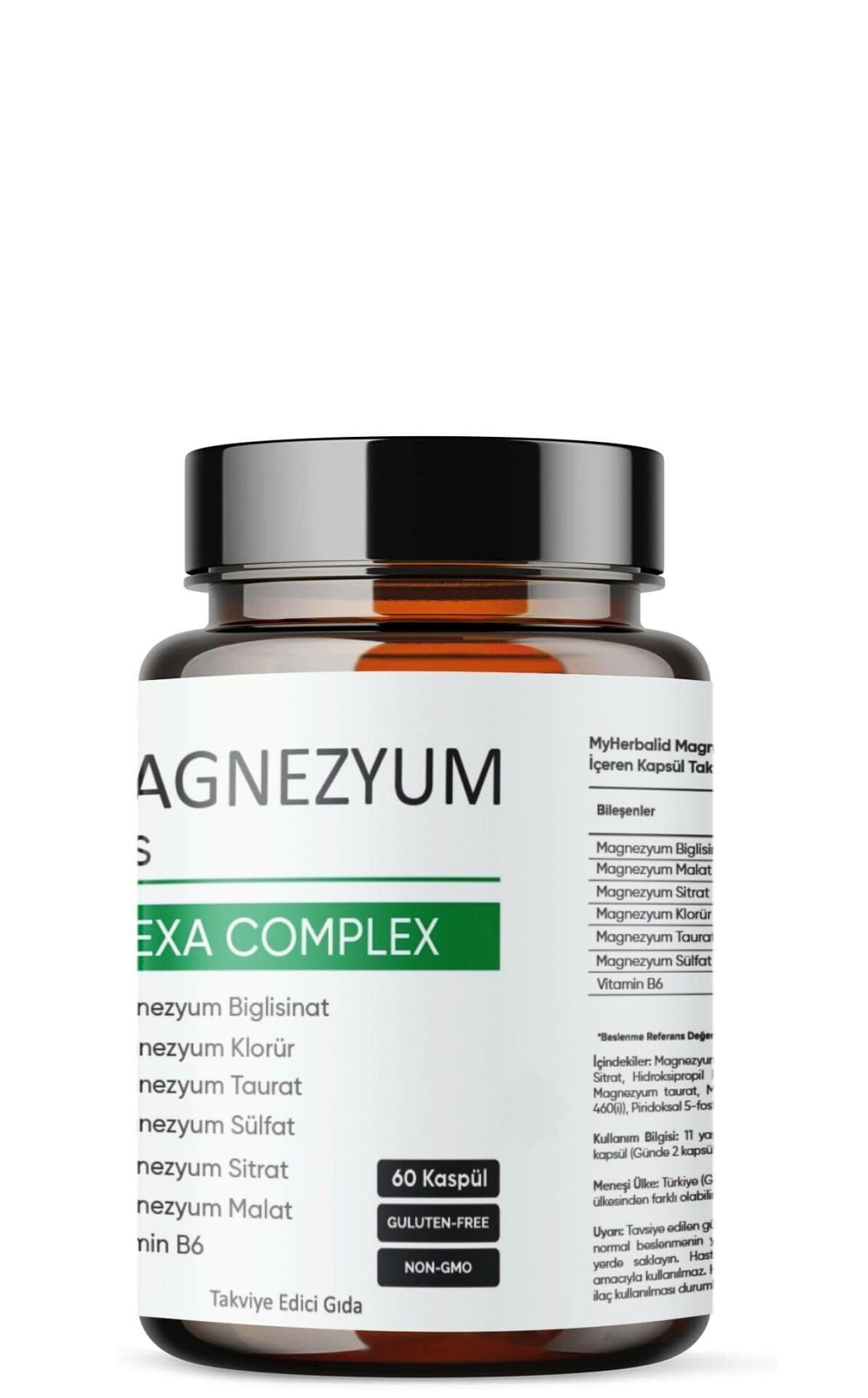 Aromel Magnezyum Plus, Hexa Complex 60 Kapsül Magnezyum, Biglisinat, Klorür, Taurat, Sülfat, Sitrat, Malat