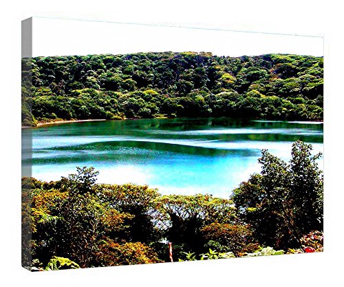 Tableau Forêt Lac haute définition avec cadre bois étamé