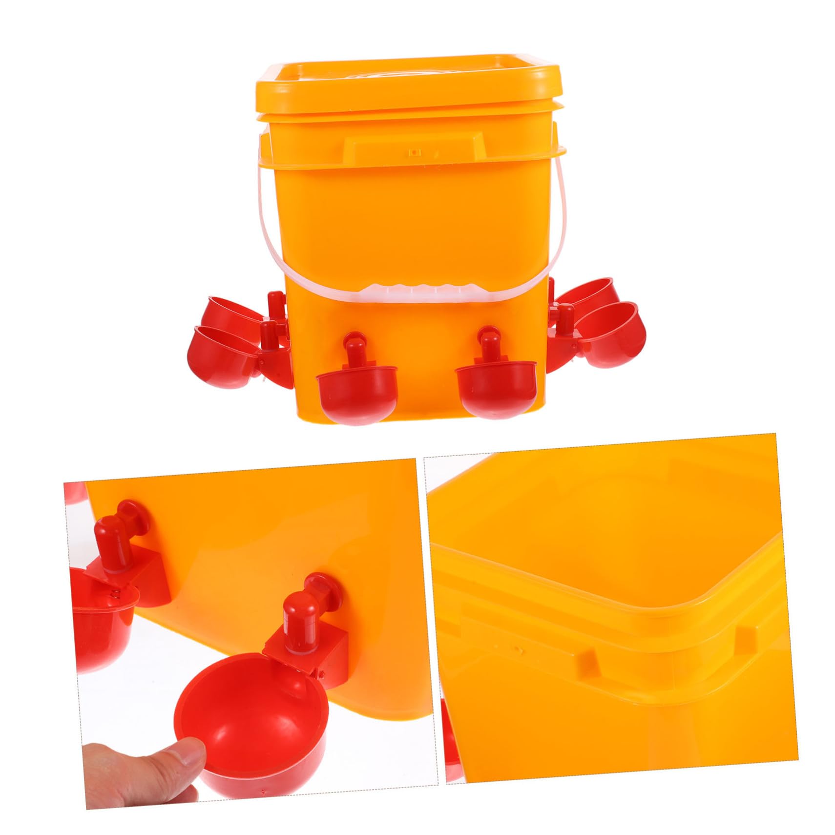 Abbeveratoio Automatico per Polli con Secchio e Tazze Arancione | Set 1 Pezzo in Plastica, per Pollame e Animali Domestici, Adatto a Negozi Professionali e Allevamenti Commerciali