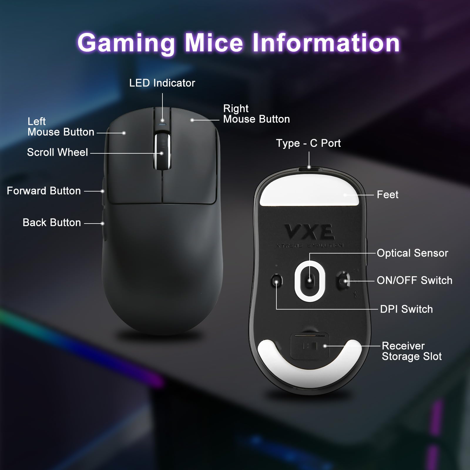 R1 SE+ - Ratón para juegos, 18000 DPI, sensor PAW3395SE de alta precisión, ligero de 55 g, tres modos de conexión, mouse ergonómico programable adecuado para portátiles/PC/Mac (negro)