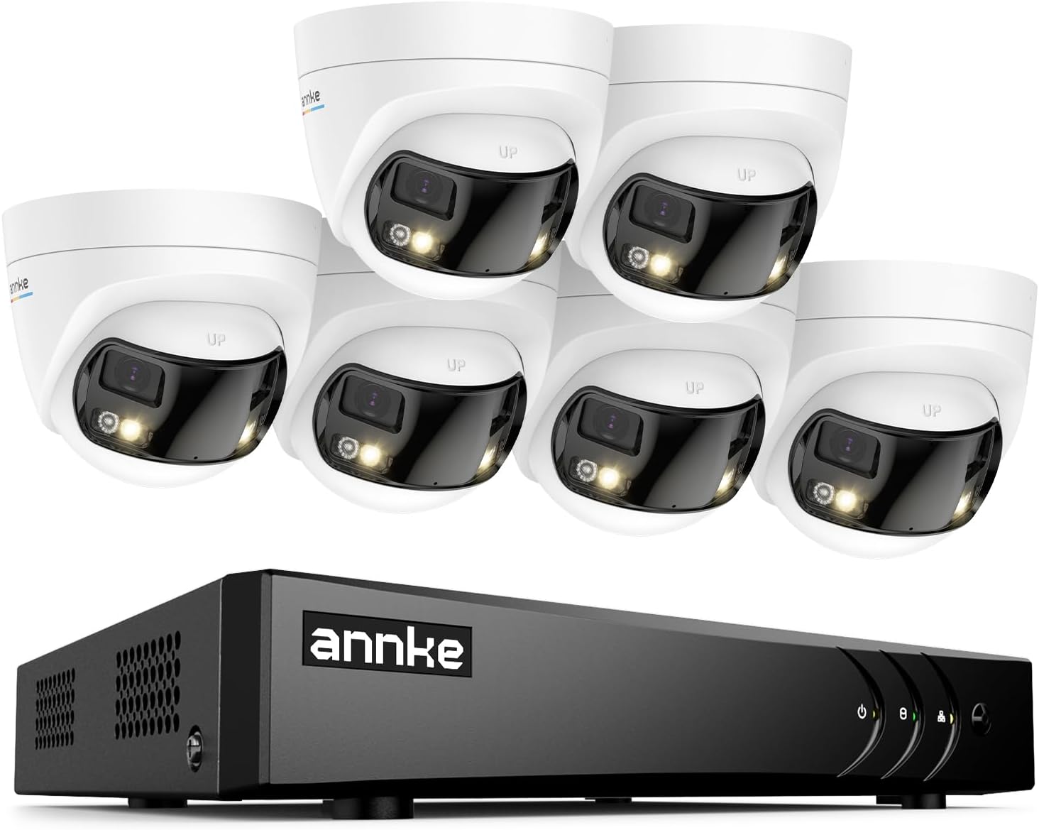 ANNKE 3K Lite H.265+ Security DVR Recorder with 6 Pack 5MP Analog Dual-Lens Security Camera, Smart Dual Light, 130dB, 3D DNR, One-Way Audio, IP67