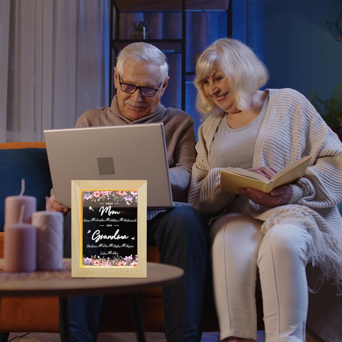 Personalized Frist Mom Then Grandma New Great Grandma Night Light Custom 1-10 Names Birth Month Flower Grandma's Garden Sign Family Acrylic Lamp Gift for Grandma Mothers Day (Style 21)