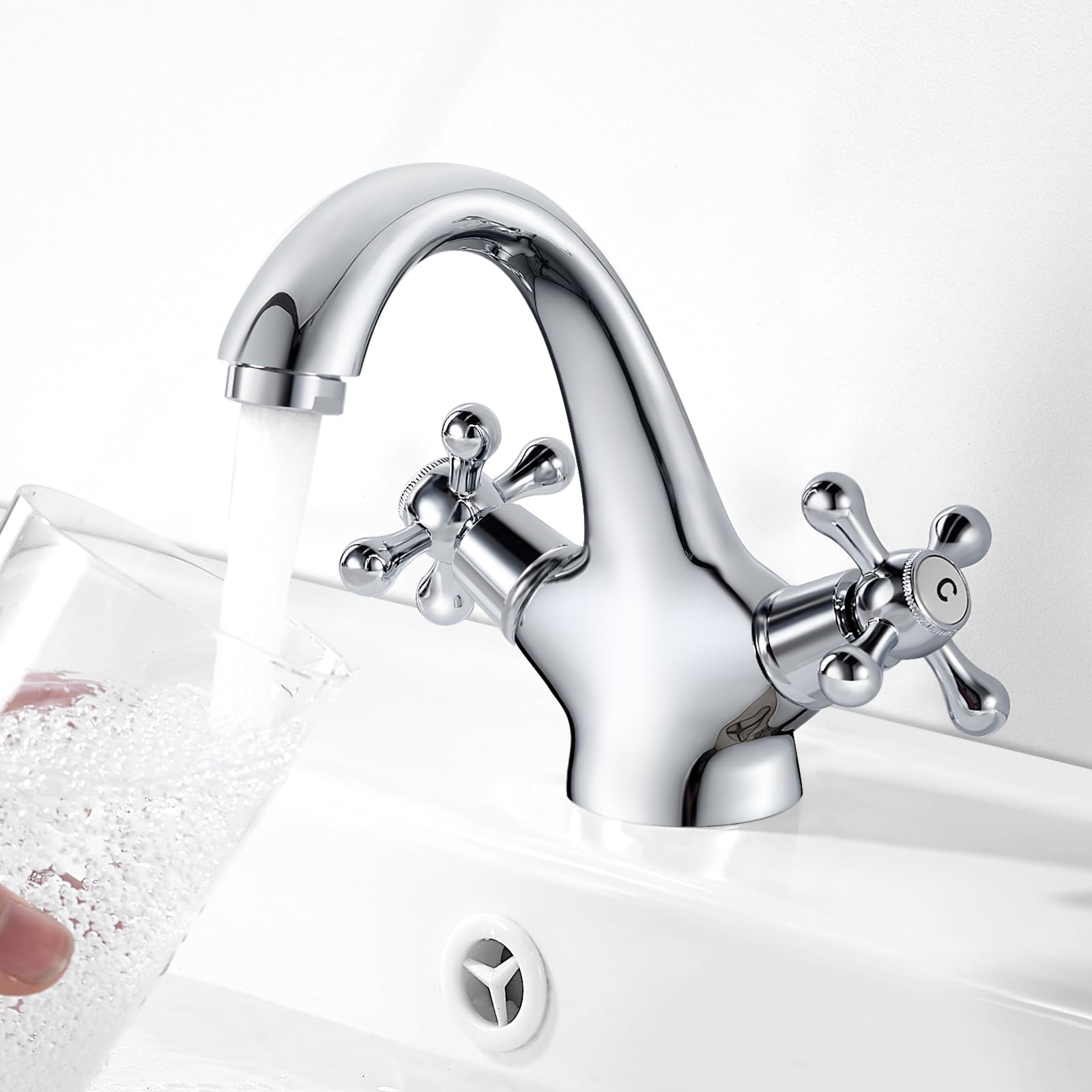 Robinet melangeur lavabo retro CANTERBURY avec bonde Robinet melangeur lavabo retro CANTERBURY avec bonde