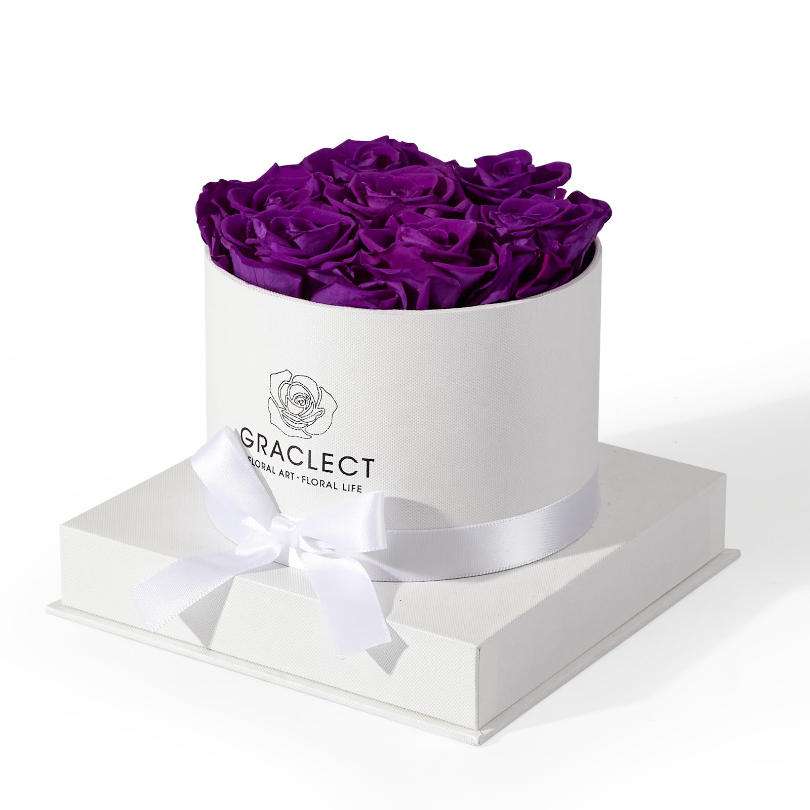 Flowers for Delivery Prime - Preserved Roses in a Box - Forever Flowers, Immortal Roses, Eternal Rose Birthday Gifts for Her, for Mom - Purple Rose
