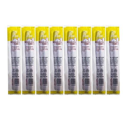 Wenzel's Farm Carne de res con palitos de queso cheddar - Sin gluten - Sin MSG - (8 paquetes de 2 palitos)