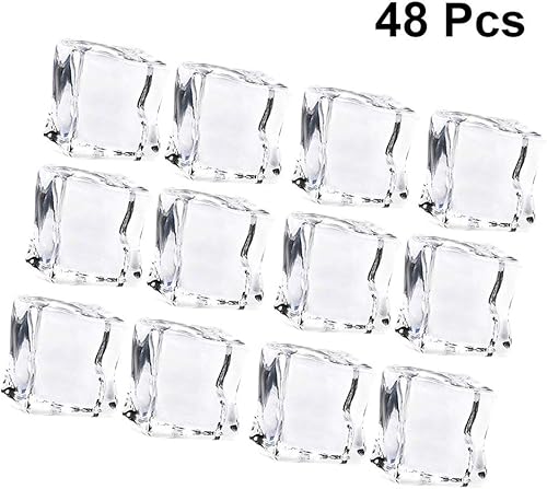 Miniatura 2 de HEALLILY - Juego de 48 cubos de hielo falsos acrílicos para bodas, fiestas, mesa de mesa, rellenos de 0.787 in, Como se muestra, 1