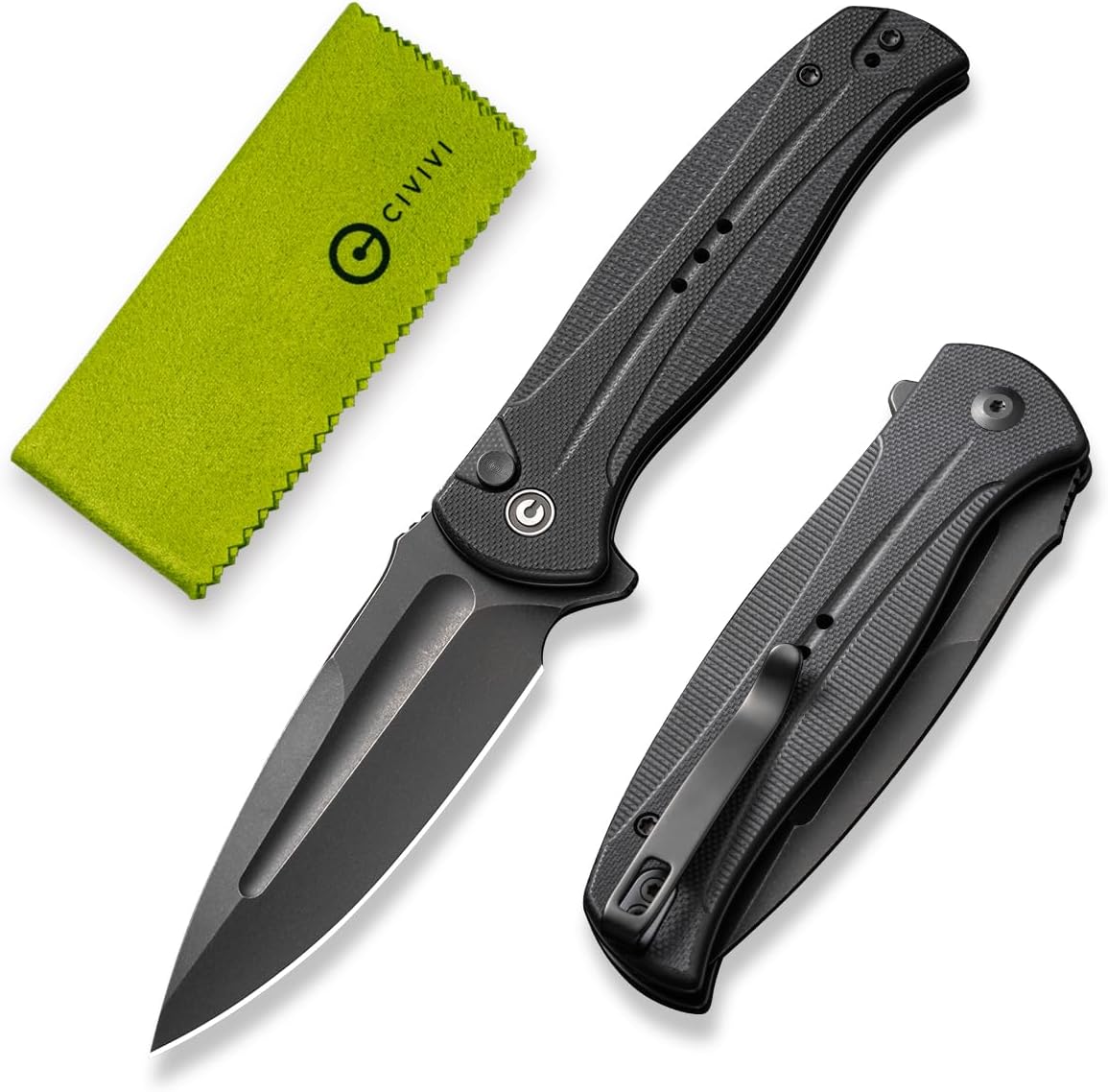 Incindie Pocket Knife for Men, Folding Knife with 3.48" 14C28N Blade Milled G10 Handle for EDC C23053-1 (Black)